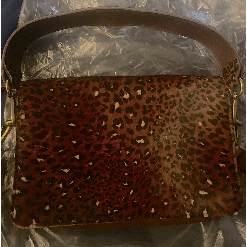 MADEWELL pony hair crossbody leopard print purse